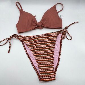New Target Pink Striped Bikini - Size L